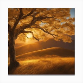 Lone Tree At Sunset Canvas Print