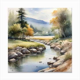 Watercolor Of A River 9 Canvas Print