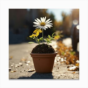 A Micro Tiny Clay Pot Full Of Dirt With A Beautifu (2) Canvas Print
