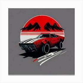 Car Red Artwork Of Graphic Design Flat (32) Canvas Print