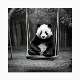 Panda Bear On Swing 1 Canvas Print