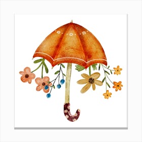 Umbrella With Flowers Canvas Print