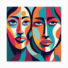 Two Women Portraits Canvas Print