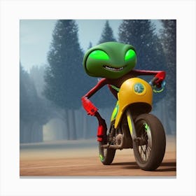 Aliens On A Motorcycle Canvas Print