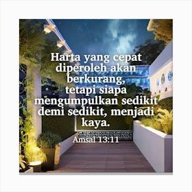 Amsal 13 11 Canvas Print