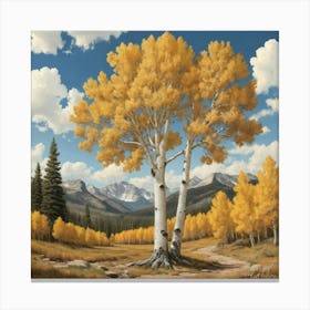 Bigtooth Aspen Vintage Autumn Tree Print Art Print Canvas Print