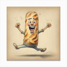 Bread Cartoon Illustration Canvas Print