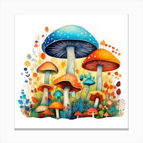 Mushrooms And Flowers 30 Canvas Print