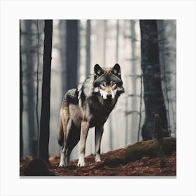 Wolf In Forrest (32) Canvas Print