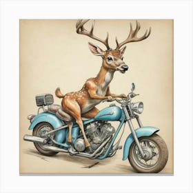 Deer On A Motorcycle 5 Canvas Print