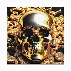 LUXURY Gold Skull On Diamond Pattern Canvas Print