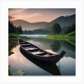 Boat On A Lake 3 Canvas Print