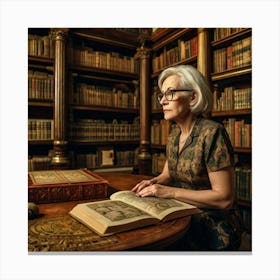 The Elderly Lady Librarian 047 Canvas Print