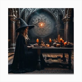 Witch In A Castle Canvas Print