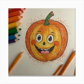 Halloween Pumpkin Drawing 4 Canvas Print