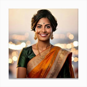 Firefly Confident Indian Businesswoman In Modern Saree With Styled Short Hair 3872 (1) Canvas Print