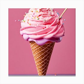 Pink Ice Cream Cone Canvas Print