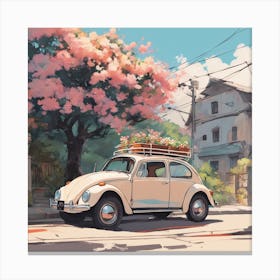 Flower Power Fun: A VW Built for Two Canvas Print