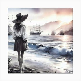 Of A Girl By The Sea Canvas Print