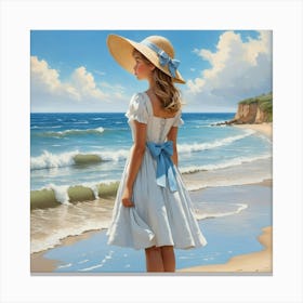 Default Artwork In Oil Painting Relief A Young Girl Standing A 3 Canvas Print