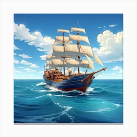 Sailing Ship In The Sea Canvas Print
