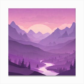 Misty mountains background in purple tone 95 Canvas Print