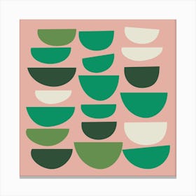 Cute Pink and Green Geometric Bowl Shapes Canvas Print