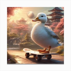 Duck On Skateboard 3 Canvas Print