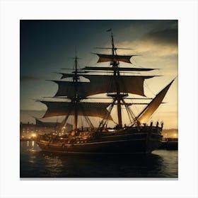 Ship At Dusk Canvas Print