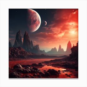 An Alien Planet With Red Sky 7:7 Canvas Print