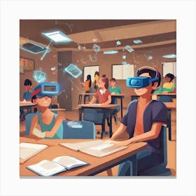 Vr Headsets In Classroom Canvas Print
