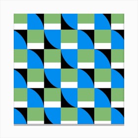 Checker Abstract Blue Green Square Canvas Print