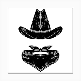 Cowboy hat Wild West linocut stylized Canvas Print