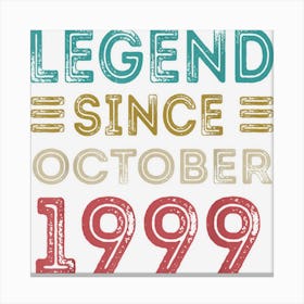 23 Year Old Legend Since October 1999 23rd Birthday Vintage 1 Canvas Print