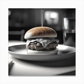 Burger On A Plate 31 Canvas Print