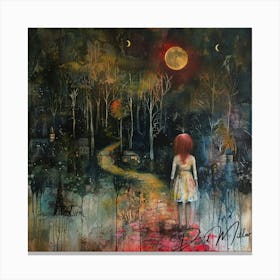 Fairy Tale Child on Forest Path Canvas Print