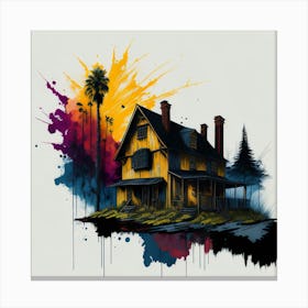 Colored House Ink Painting (54) Canvas Print