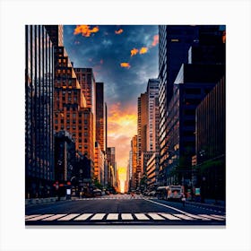 Sunset In New York City Canvas Print