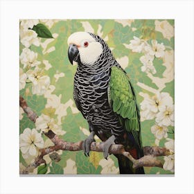 Ohara Koson Inspired Bird Painting Parrot 4 Square Canvas Print