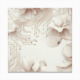 Nature Meets Technology A Tech Inspired Design Where Circuitry Patterns Are Drawn With Soft Nude Line art print1 Canvas Print