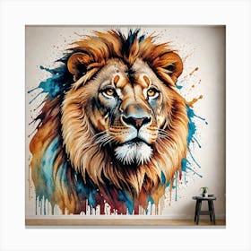 Water Colored Wall Painting Of A Lion Water Color Spray 32k Resolution 1283859462 Canvas Print