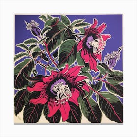 Passionflower 1 Pop Art Illustration Square Canvas Print