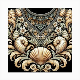 An attractive arrangement of seashells and flowers on gent's shirt Canvas Print