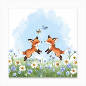 Foxes In The Meadow Canvas Print