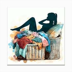 Silhouette Of A Woman In A Basket Canvas Print