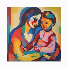 Mother And Child Abstract Fauvism 5 Canvas Print