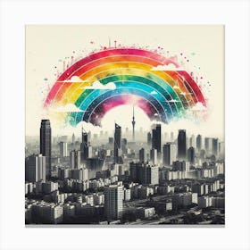 Rainbow Over The City Canvas Print