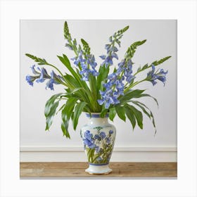 Blue Flowers In A Vase Canvas Print