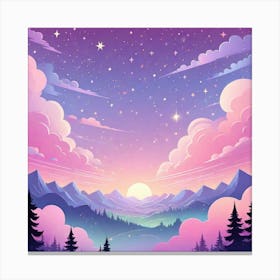 Sky With Twinkling Stars In Pastel Colors Square Composition 109 Canvas Print