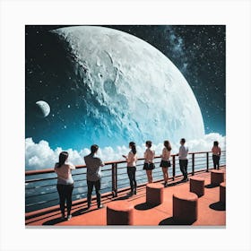 People Looking At The Moon 3 Canvas Print